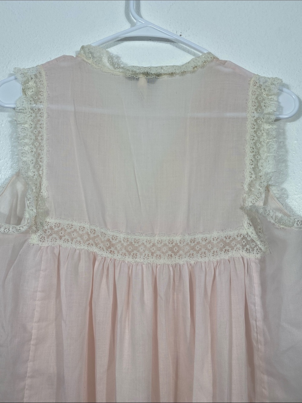 Vintage Christian Dior Lingerie Pink Lace Coquette Long Nightgown 70s 80s Size S - Picture 7 of 16